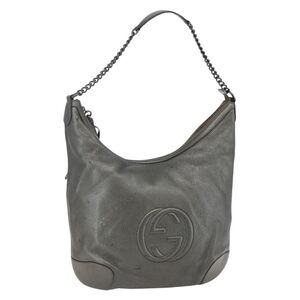 Gucci Soho Chain Hobo Leather Silver Leather Shoulder Bag Bag
